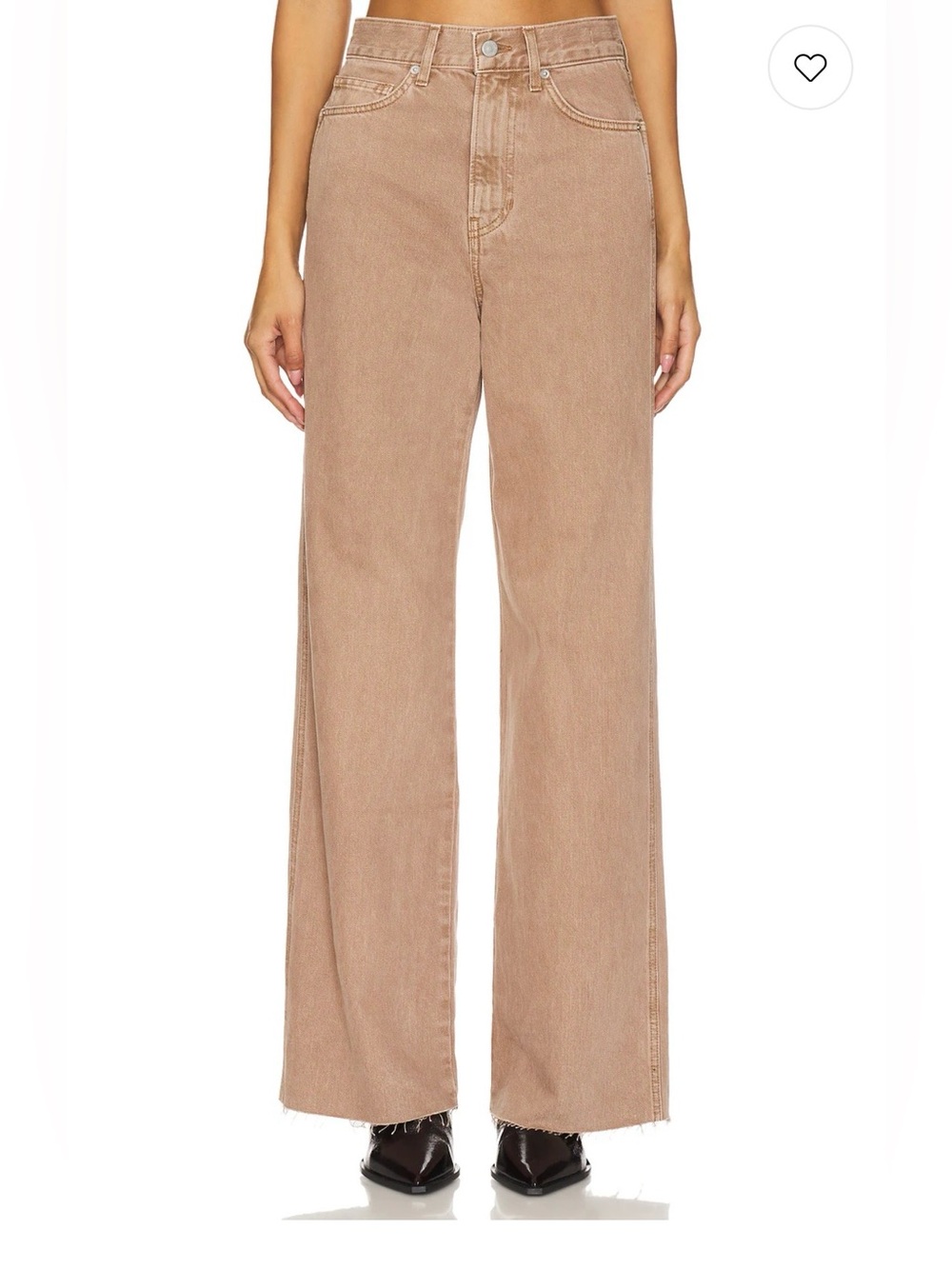 Veronica Beard Taylor Relaxed High-Rise Wide Leg Jeans in Tan (size 30)